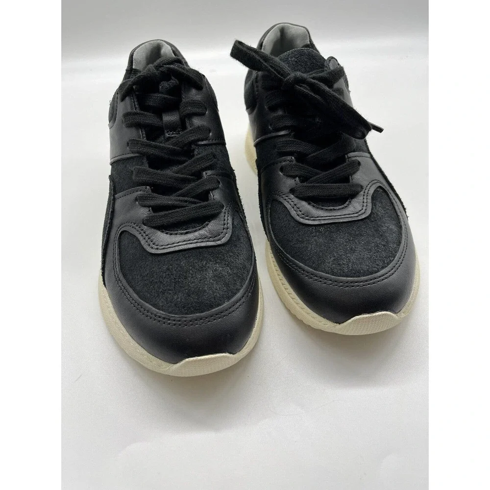 NWOB O By Everlane The Trainer Unisex Leather Black Low Top Sneakers W 7 M 5